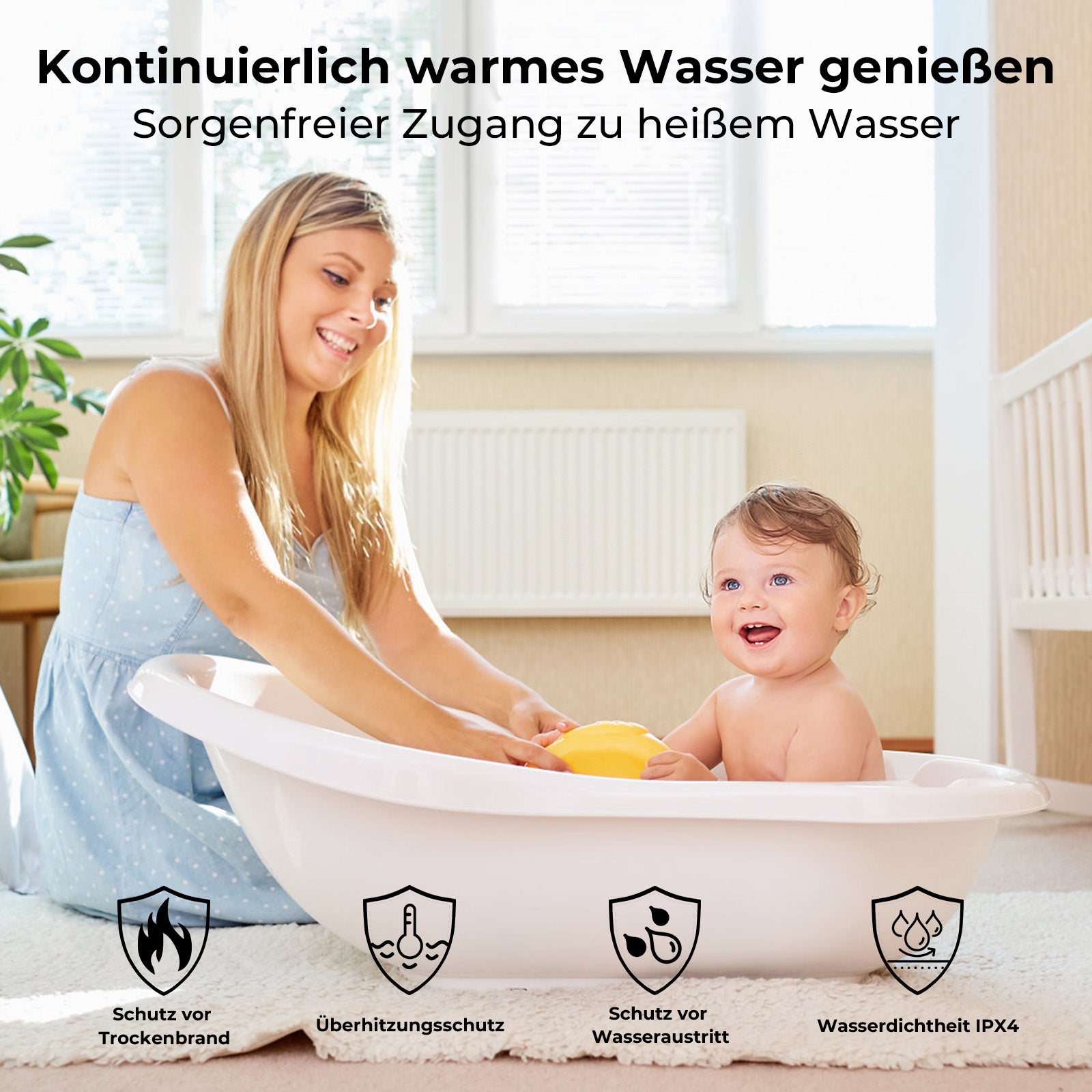 Kontinuierlich warmes Wasser genieBen Sorgenfreier Zugang zu heiBem Wasser