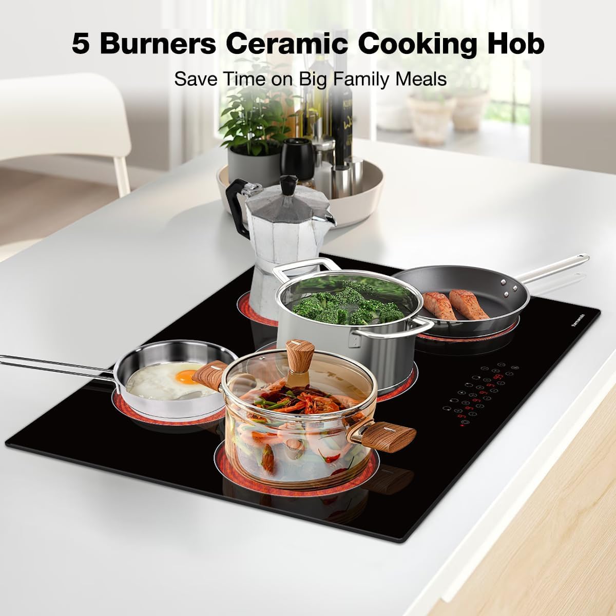 5 Burners Ceramic Cooking Hob | Thermomate