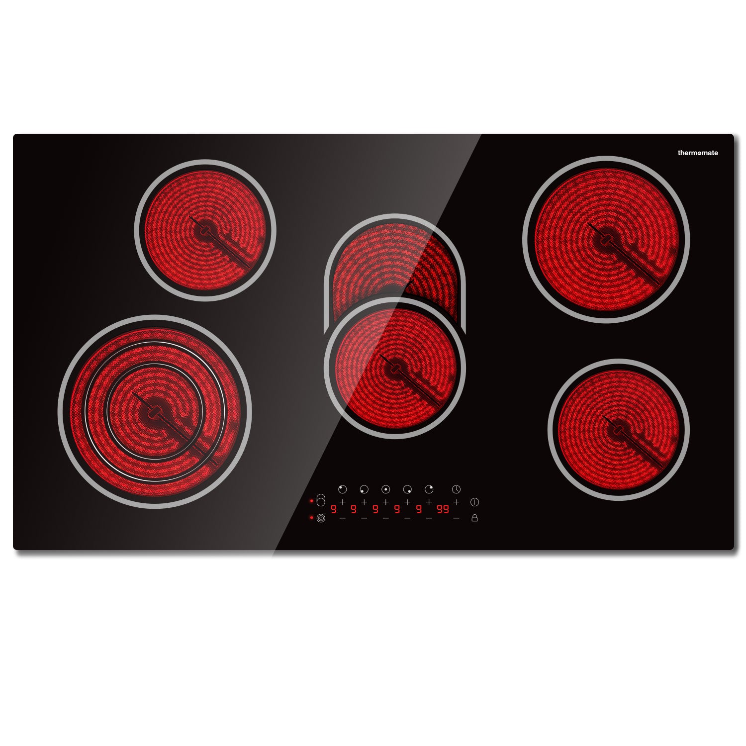 90 cm 5-Zonen Strahlungskochfeld – 8,5 kW, 9 Heizstufen