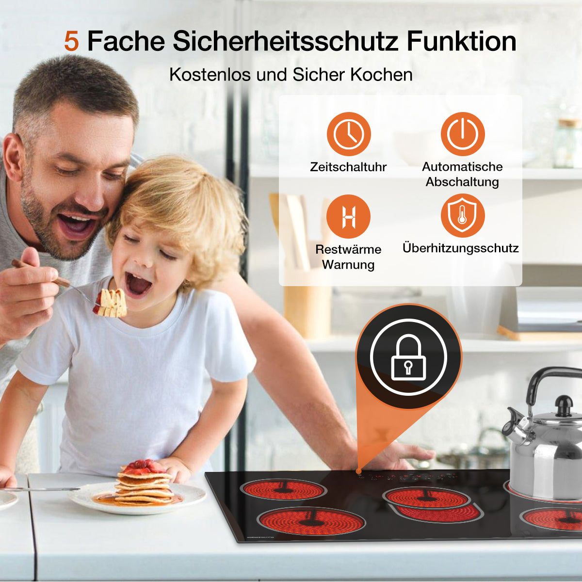 5 Fache Sicherheitsschutz FunktionKostenlos und Sicher Kochen