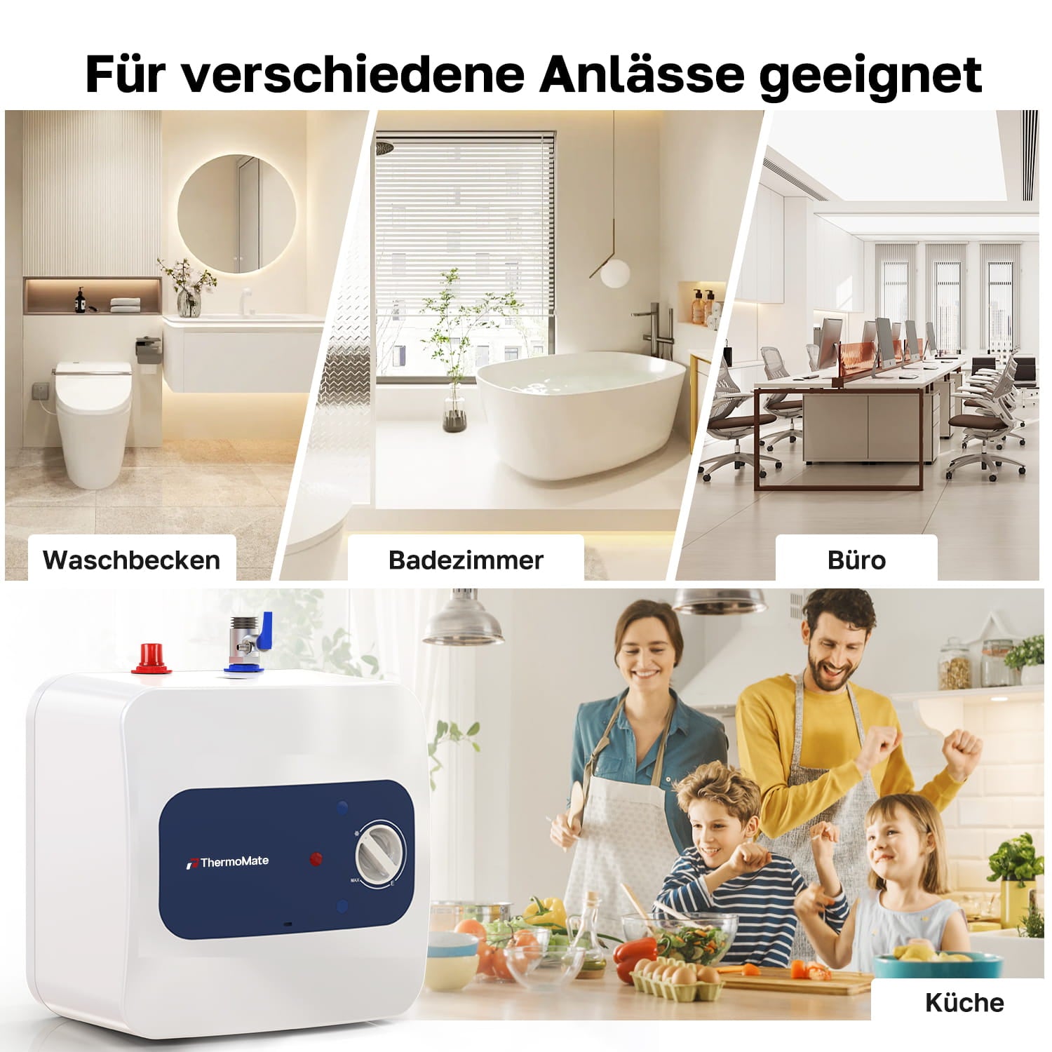 ThermoMate 5 Liter Untertischboiler für Waschbecken, Badezimmer, Büro und Küche als kompakter Warmwasserbereiter