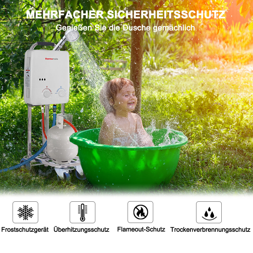 5L Propangas Tankless Gasdurchlauferhitzer – 50 mbar