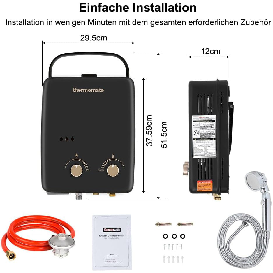 5L Propangas Tankless Gasdurchlauferhitzer – 50 mbar