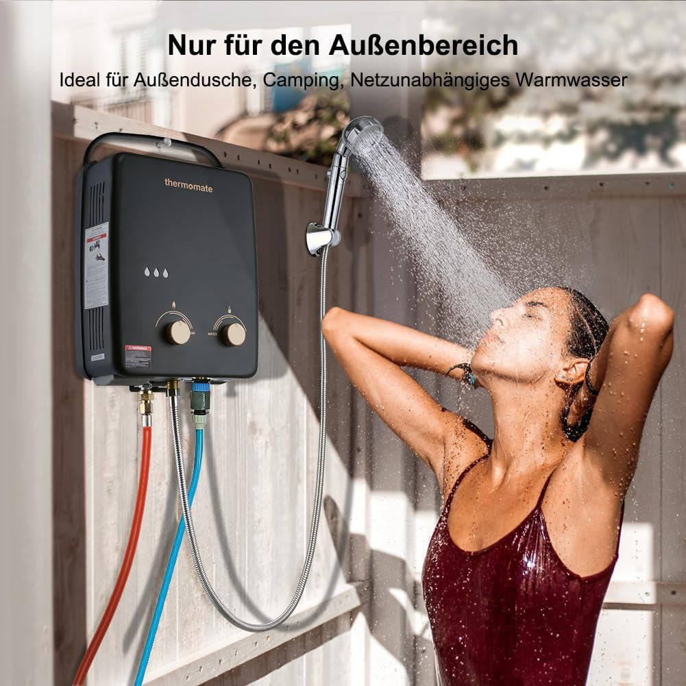 camping gas durchlauferhitzer 5L Propangas Tankless Gasdurchlauferhitzer – 50 mbar