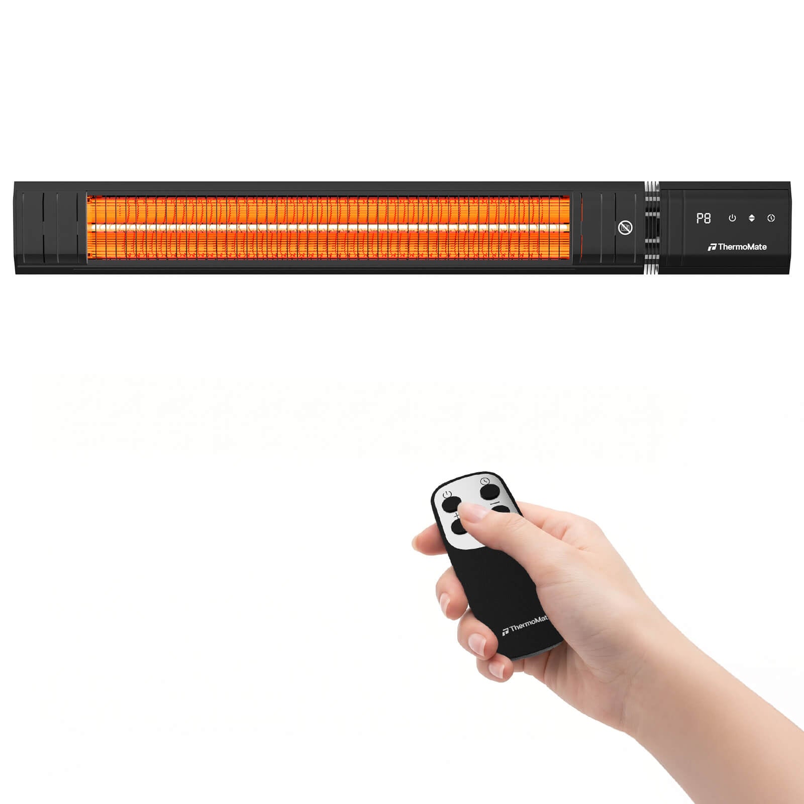 ThermoMate 2500W Infrarot Heizstrahler mit Fernbedienung und LED-Display für komfortable Steuerung