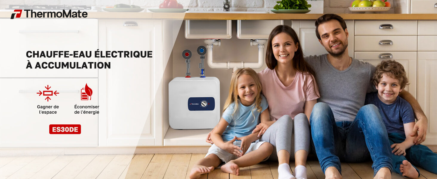 ThermoMate ES30DE 30 Liter Warmwasserspeicher platzsparend unter der Küchenspüle installiert
